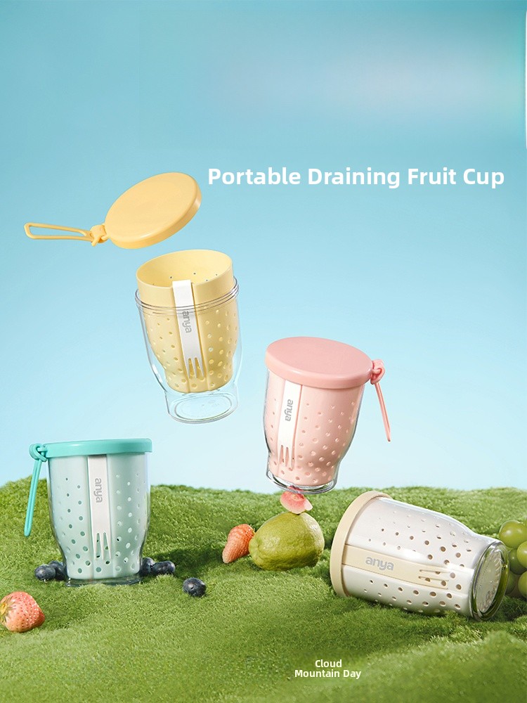 Food Snacks Online - كوب فواكه محمول مع شوكة للاستخدام