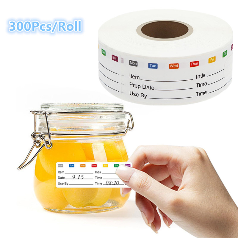 300 قطعة/لفة ملصقات تواريخ الط - مراجعة Food Snacks Label وسعره